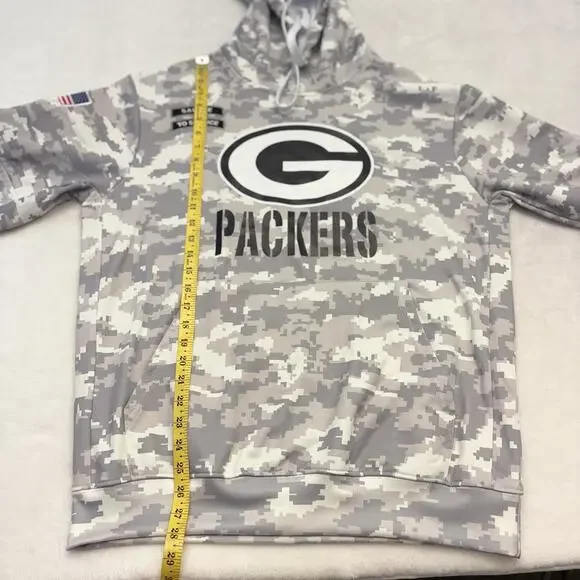 Green Bay Packers Men's NFL Salute to Service Gray Camo Hoodie Size L - Picture 5 of 10